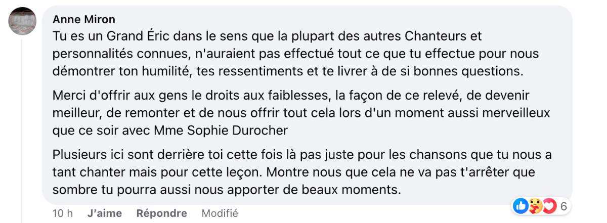 Commentaires entrevue Éric Lapointe