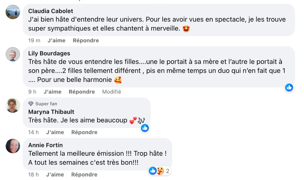 commentaires soeurs boulay en direct de l'univers