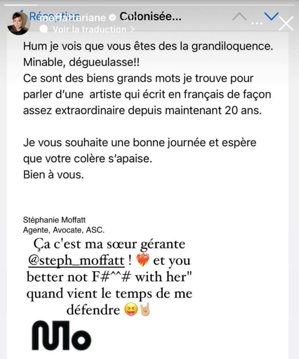 reponse soeur ariane moffatt animation