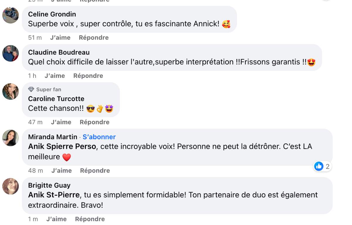 Commentaires Anik St-Pierre La voix