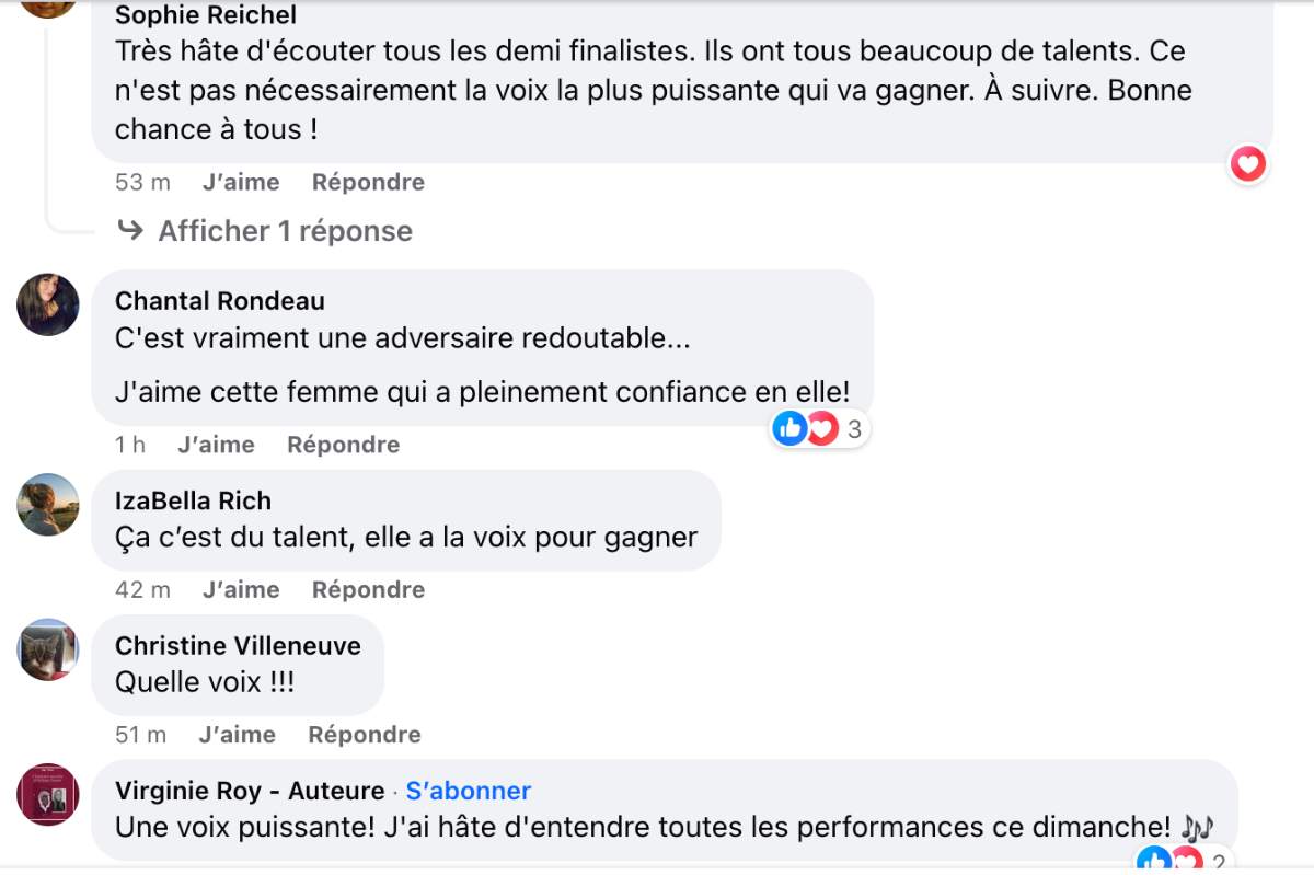 Commentaires Lee-Anne La Voix demi-finales