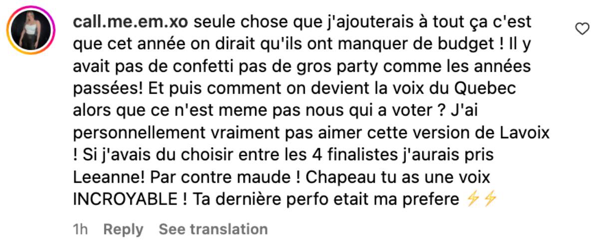 Commentaire votes la voix