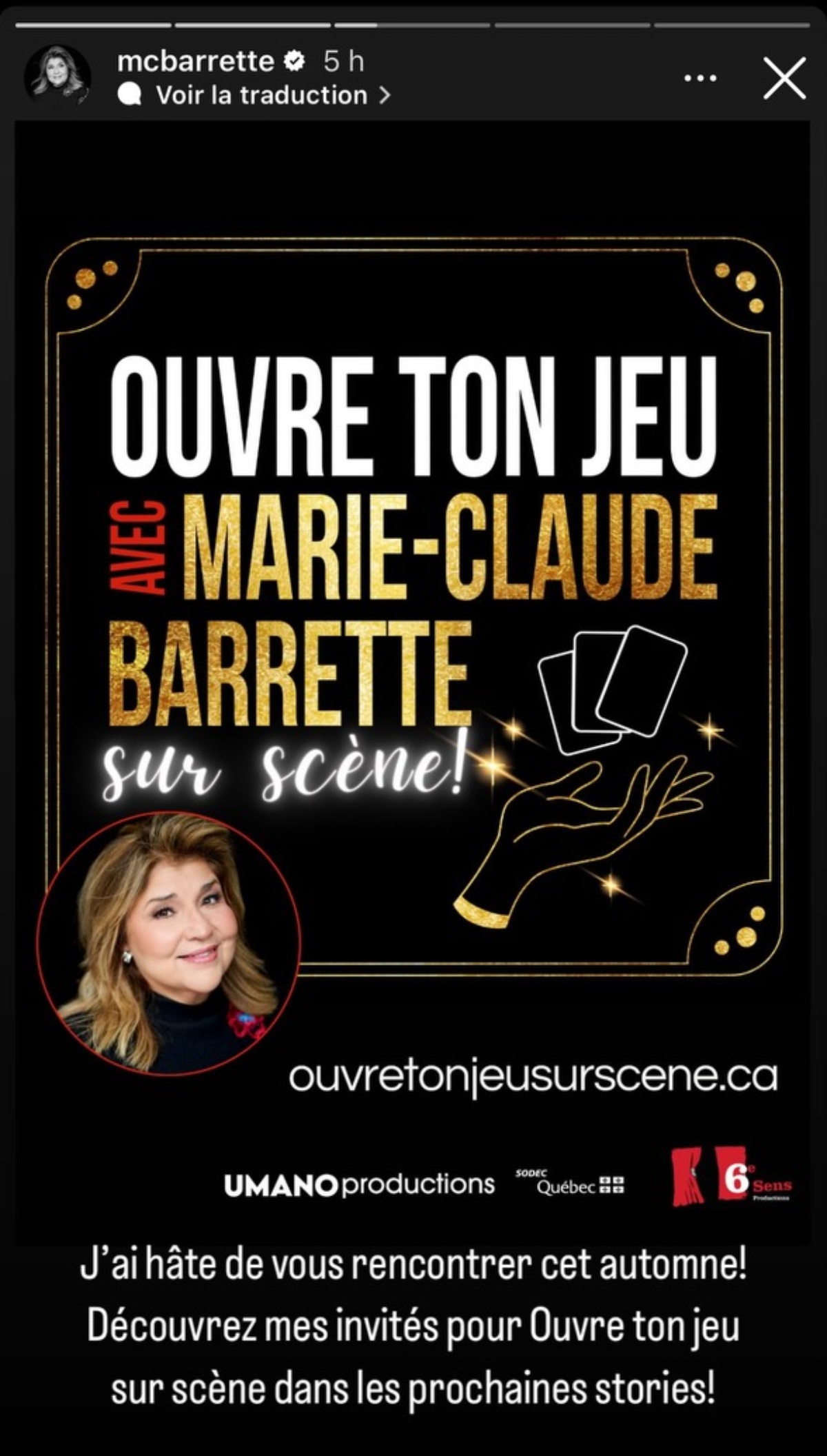 Marie-Claude Barrette ouvre ton jeu sur scène