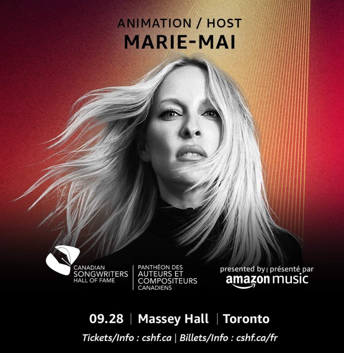 Marie-Mai animatrice Marie-Mai Canadian Songwriters Hall of Fame