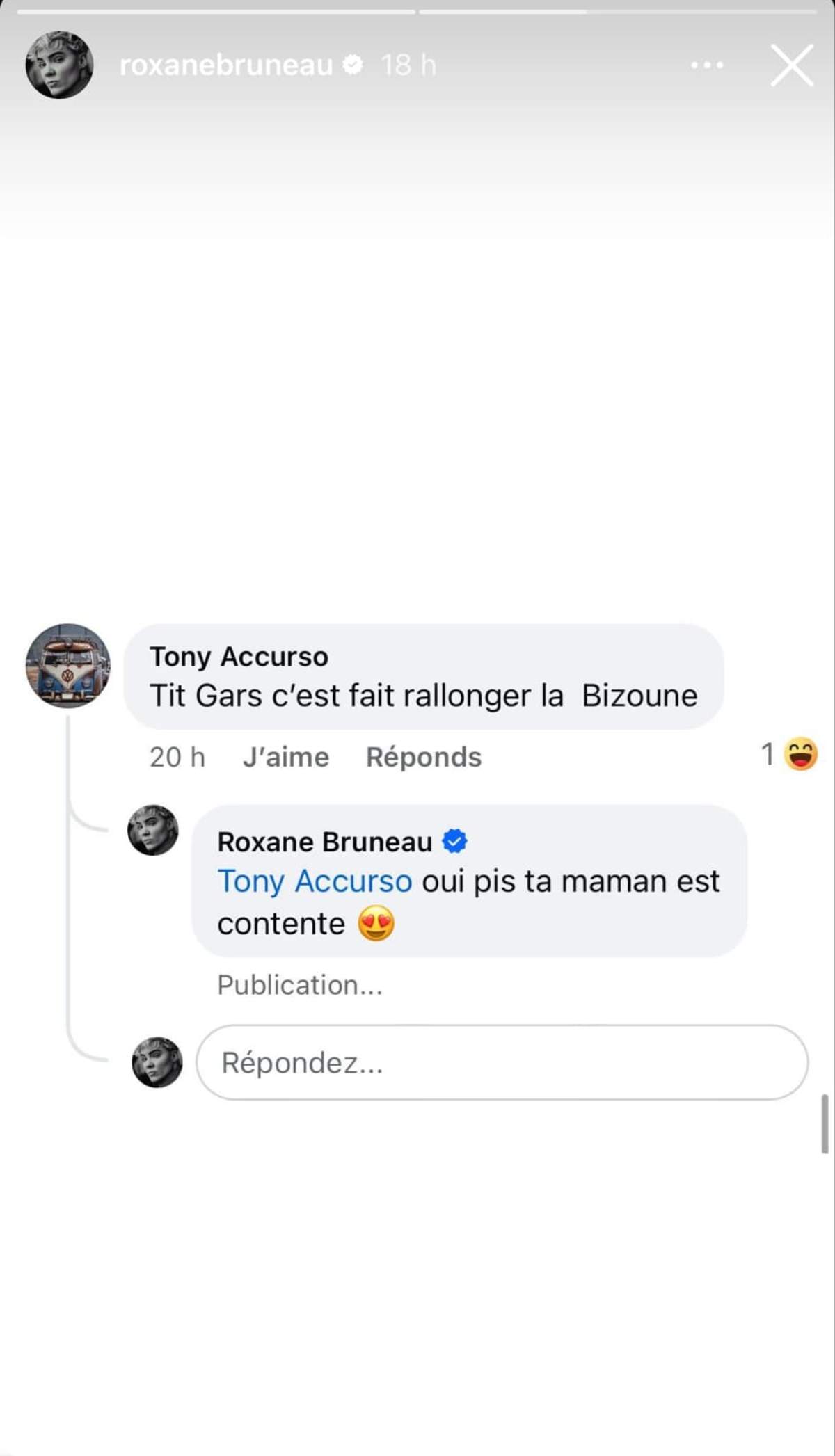 Roxane bruneau reponse commentaire