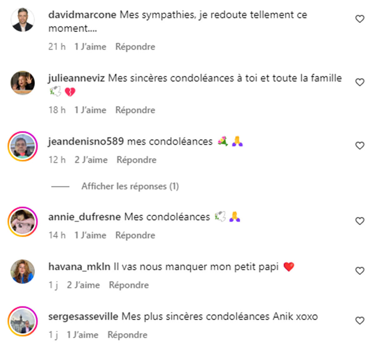 anik jean deuil oncle commentaires