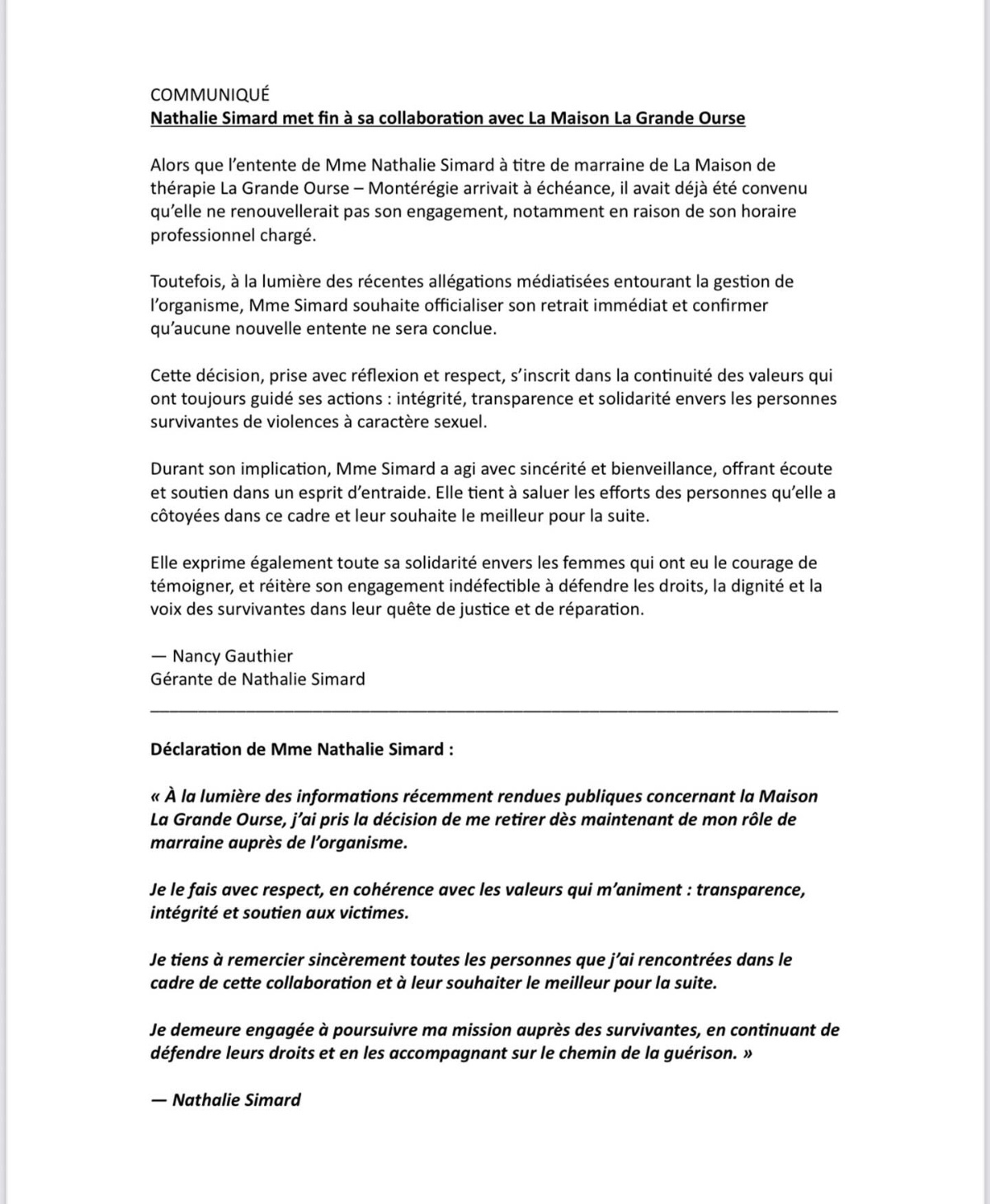 Nathalie-Simard-Communique