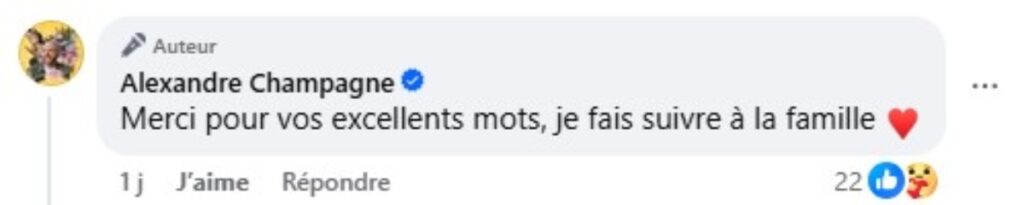 Commentaire Alexandre Champagne Deuil