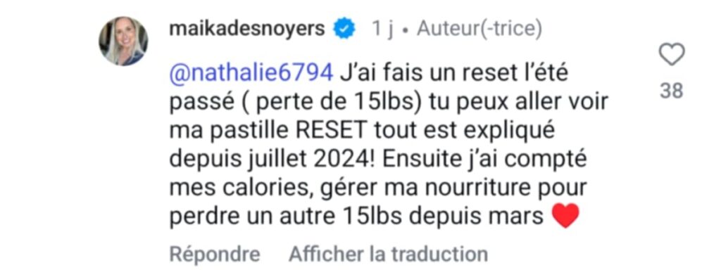 Maika Desnoyers Perte Poids