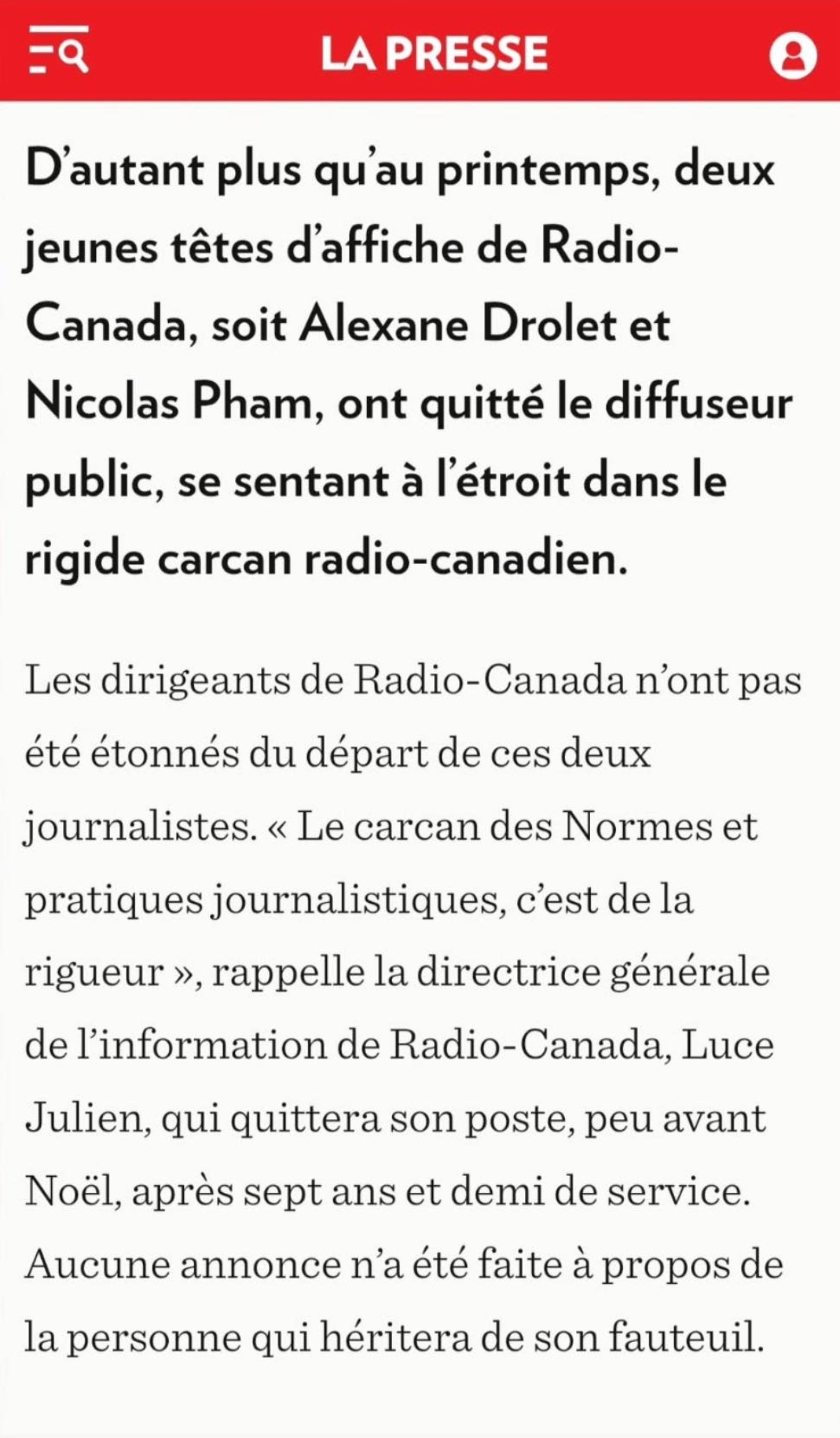 Radio Canada Alexandre Champagne