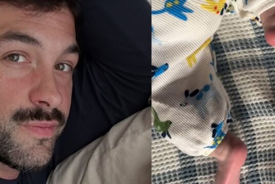 Felix-Antoine Tremblay montre le visage de son bébé pour la première fois