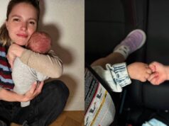 Sarah-Jeanne Labrosse publie une photo avec tous ses enfants