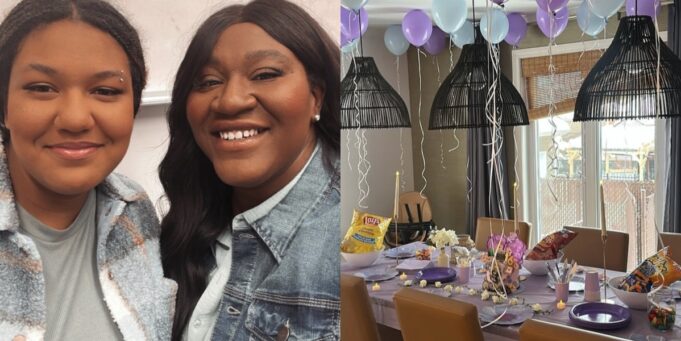 Mélissa Bédard montre le gâteau que sa fille a reçu pour sa fête de 16 ans