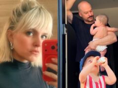 Sarah-Jeanne Labrosse montre le gâteau de fête de son fils de 4 ans