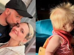 Sarah-Jeanne Labrosse défile sur le tapis rouge avec son bébé
