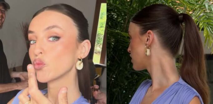 Alicia Moffet montre son look plongeant en voyage et elle rayonne